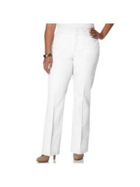 JM Collection Womens White Stretch Cotton Straight-Leg Pants Size 14